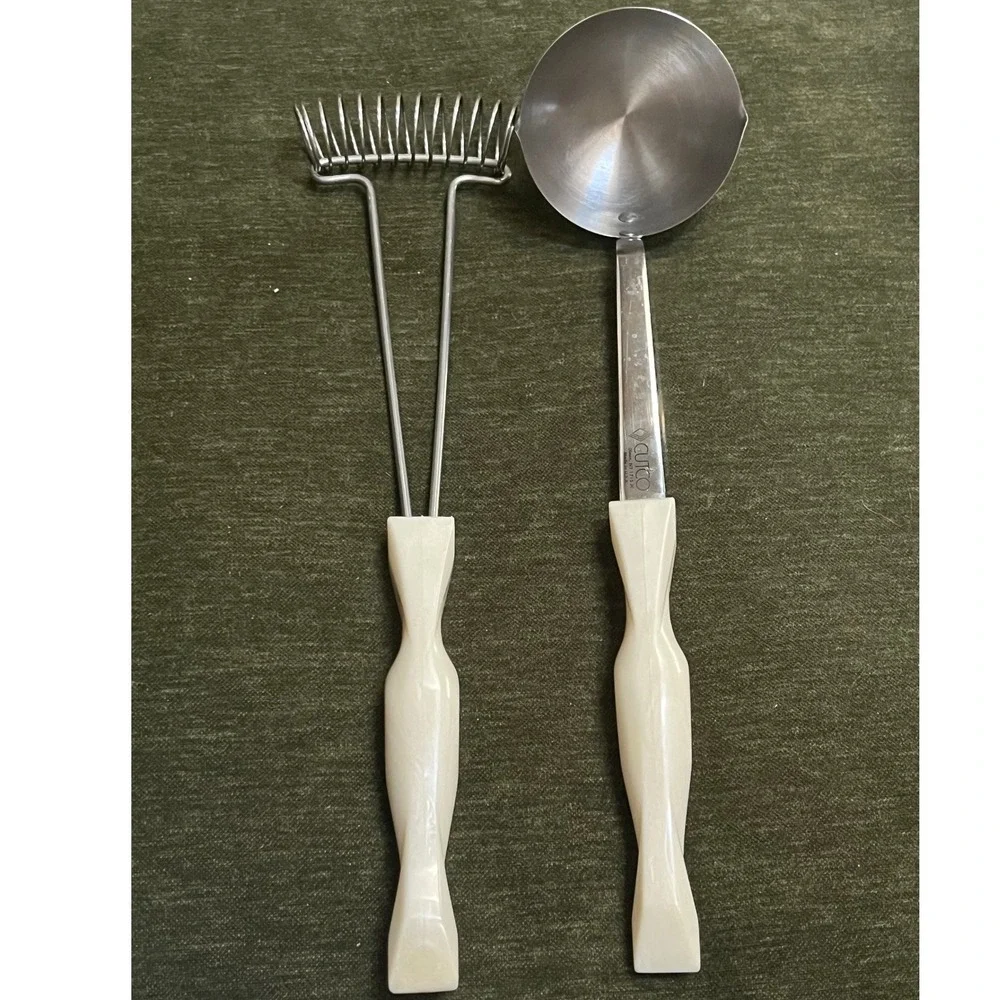 Vintage Cutco 4-Piece Kitchen Utensil Set White Pearl Handles & Stainless Steel